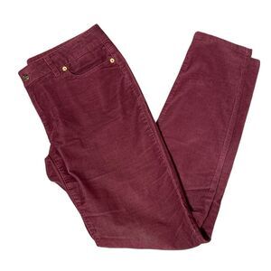 Michael Kors Burgundy Corduroy High Rise Skinny Pants Women's Size 6